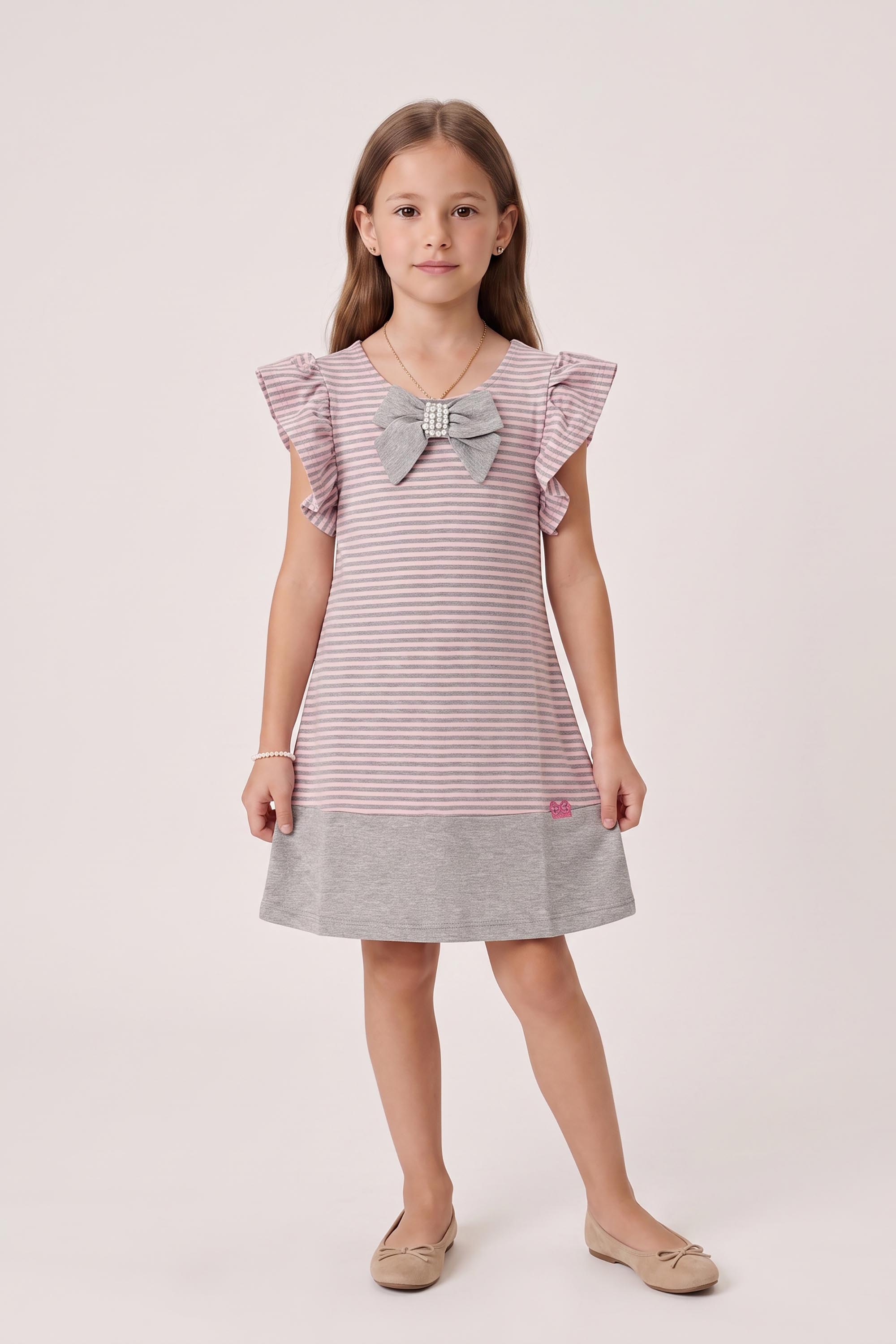Vestido Luluzinha Listrado Rosa