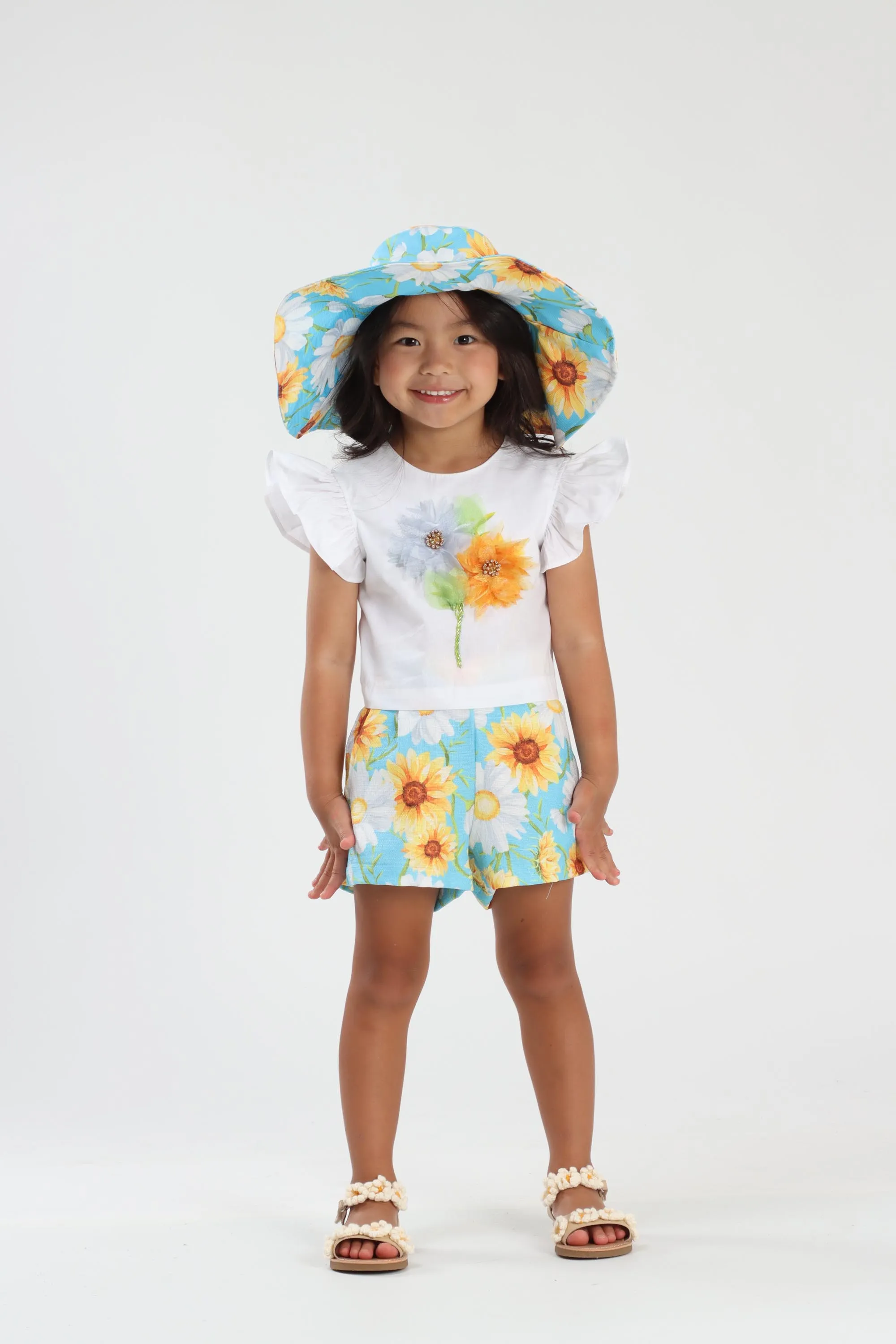 Conjunto infantil Luluzinha cropped e short Girassol